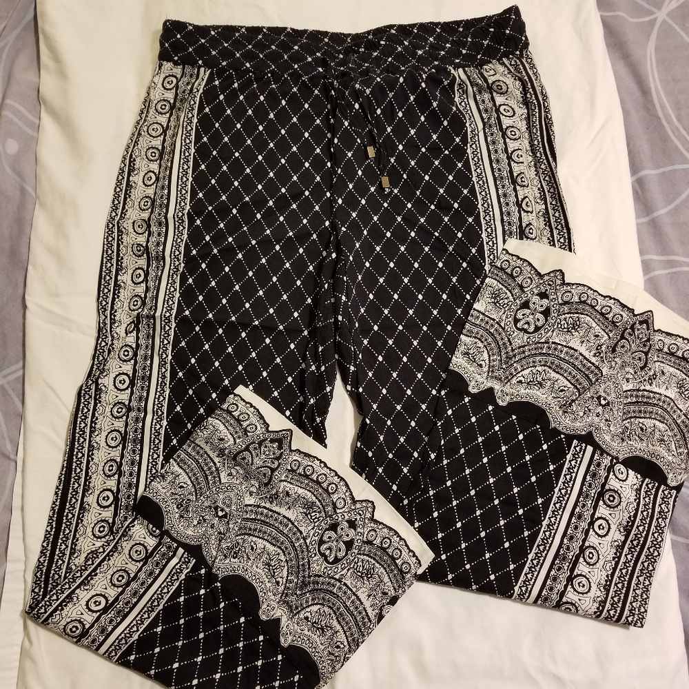 Lucy & Laurel Patterned Elastic Waist Pants, XL